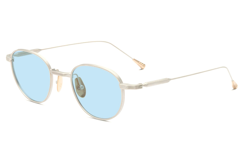 Lunetterie Générale - No Time to Die Sunglasses Brushed Palladium & 16K Gold with Solid Blue Lenses