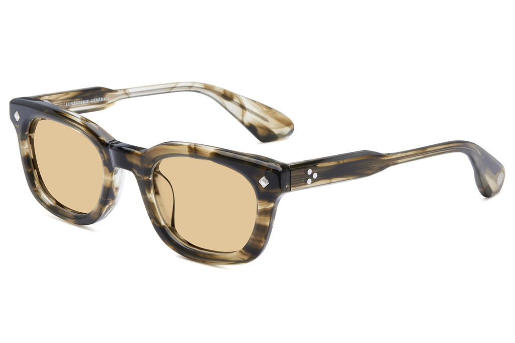 Lunetterie Générale - One More Night Sunglasses Olive & Palladium with Solid Bronze Lenses