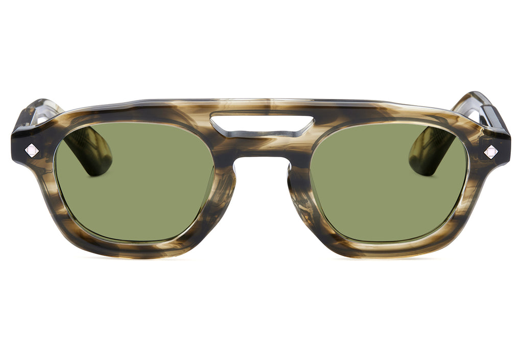 Lunetterie Générale - Pièce de Résistance Sunglasses Olive & Palladium with Solid Green G15 Lenses