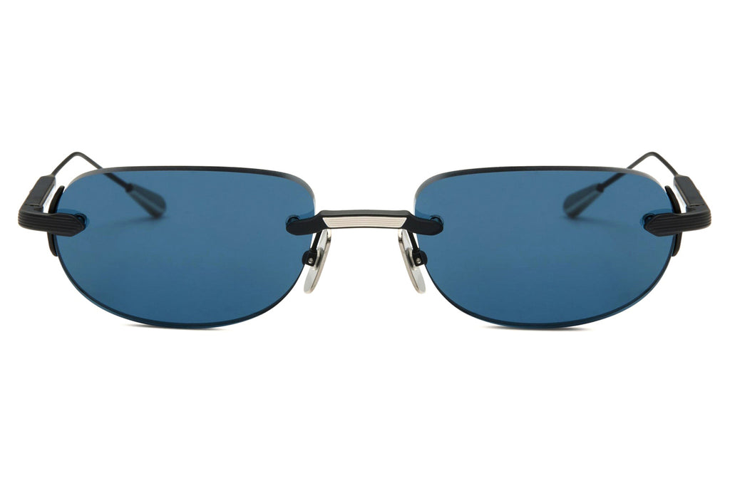 Lunetterie Générale - St-Tropez Sunglasses Black & Palladium with Solid Indigo Blue Lenses