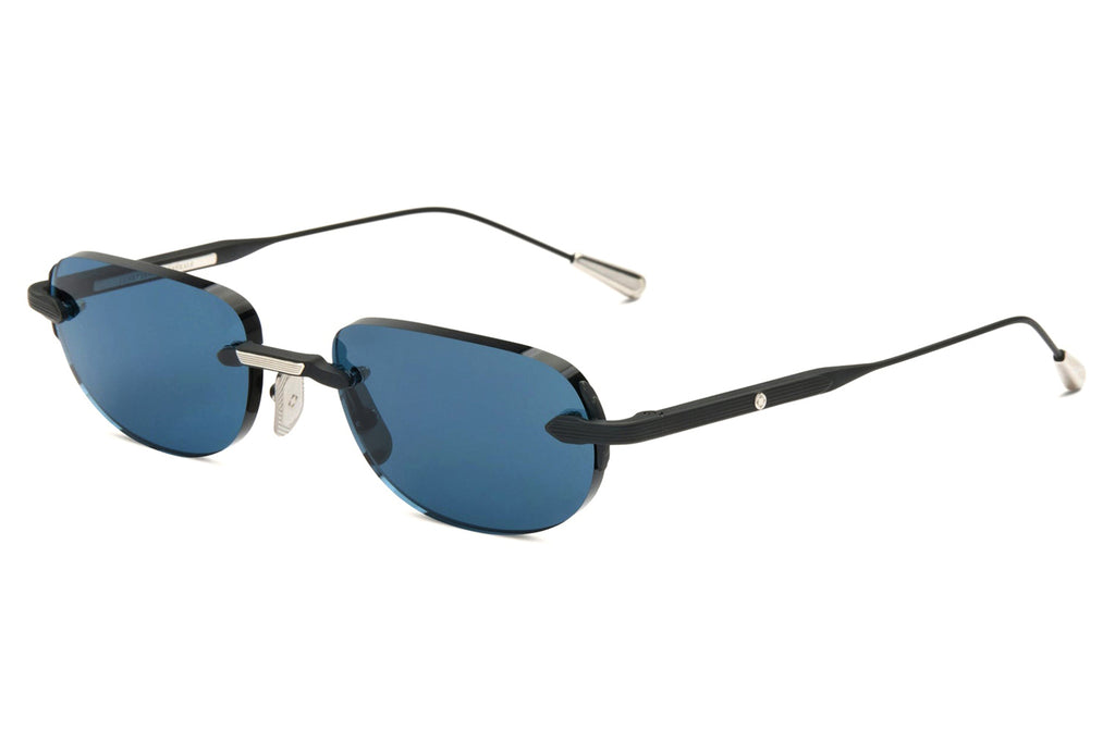 Lunetterie Générale - St-Tropez Sunglasses Black & Palladium with Solid Indigo Blue Lenses