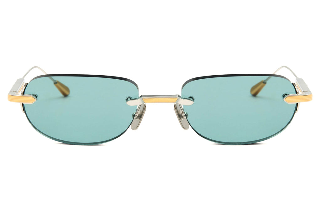 Lunetterie Générale - St-Tropez Sunglasses Palladium & 18K Gold with Solid Teal Lenses