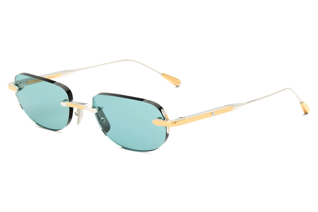 Lunetterie Générale - St-Tropez Sunglasses Palladium & 18K Gold with Solid Teal Lenses