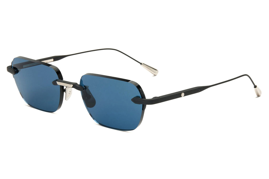 Lunetterie Générale - Wabi-Sabi Sunglasses Black & Palladium with Solid Indigo Blue Lenses