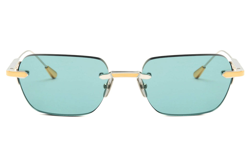 Lunetterie Générale - Wabi-Sabi Sunglasses Palladium & 18K Gold with Solid Teal Lenses