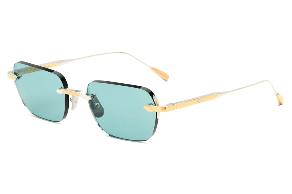 Lunetterie Générale - Wabi-Sabi Sunglasses Palladium & 18K Gold with Solid Teal Lenses