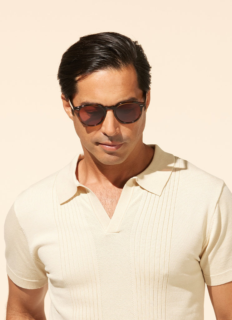 Garrett Leight -Morningside X Sunglasses Spotted Brown Shell with Auburn Lenses