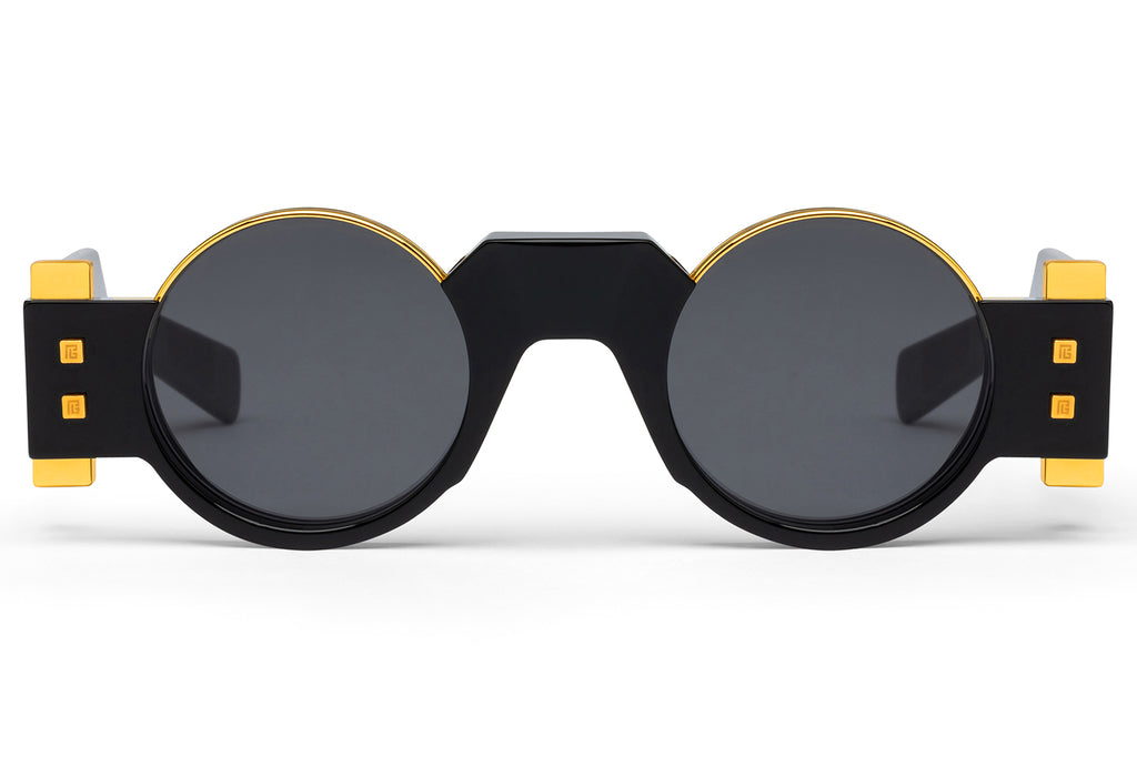 Balmain® Eyewear - Olivier II Sunglasses Black & 18k Gold with Dark Grey Lenses