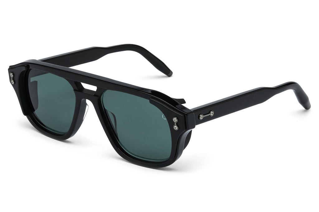 Akoni - Phoenix Sunglasses Black & Black Rhodium with Deep Emerald Green Lenses