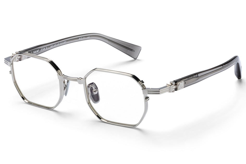 Balmain® Eyewear - Saint Jean II Eyeglasses Silver & Crystal Grey