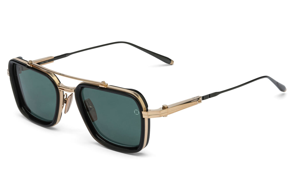 Akoni - Solis Sunglasses Crystal Black & Brushed 12k Gold with Deep Emerald Green Lenses