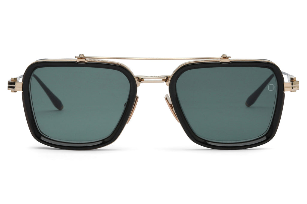 Akoni - Solis Sunglasses Crystal Black & Brushed 12k Gold with Deep Emerald Green Lenses