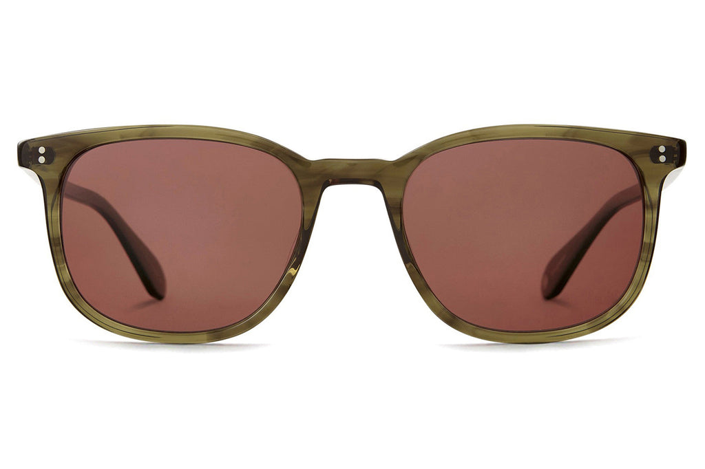 Garrett Leight - Bentley Sunglasses Olive Tortoise with Bordeaux Polar Lenses