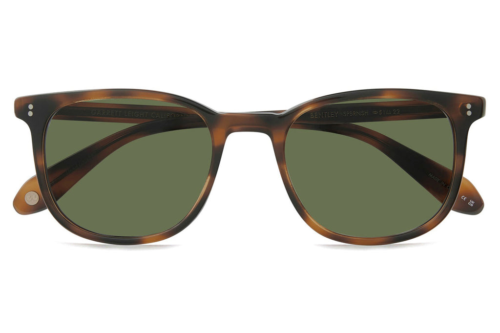 Garrett Leight - Bentley Sunglasses Spotted Brown Shell with Green Lenses