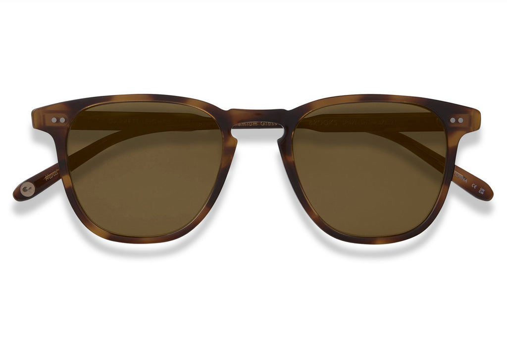 Garrett Leight - Brooks Sunglasses Spotted Brown Shell with Semi-Flat Pure Coffee Polar Lenses