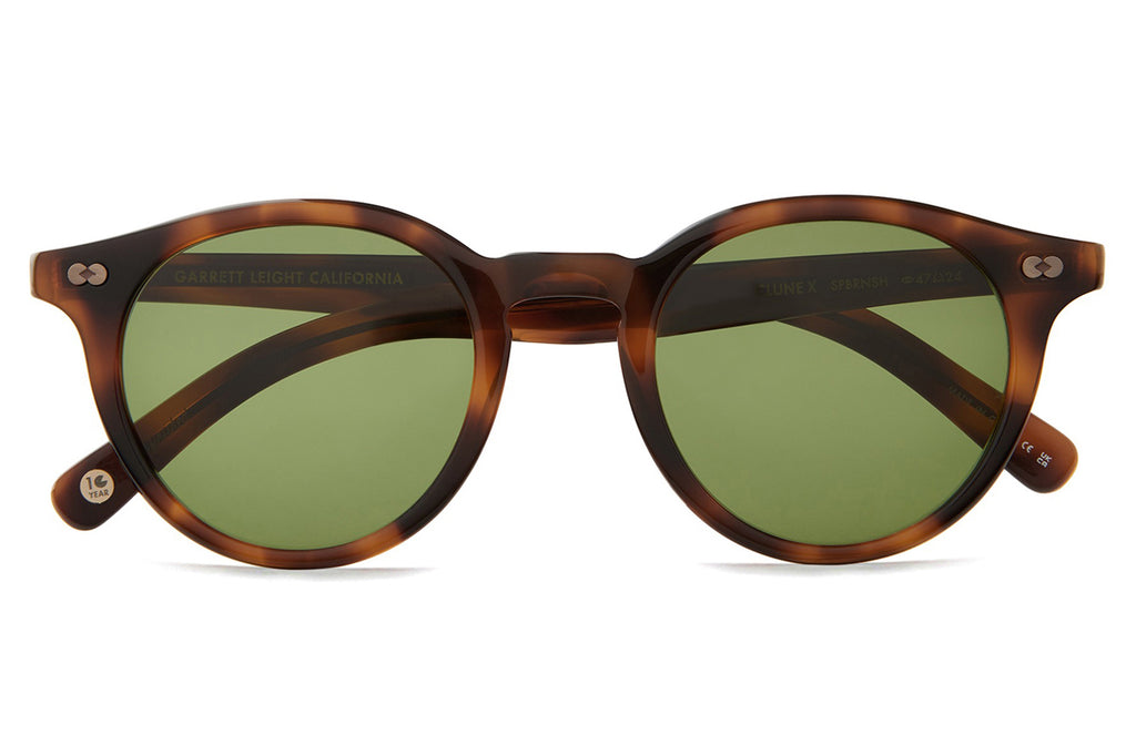 Garrett Leight - Clune X Sunglasses Spotted Brown Shell with Pure Green Lenses