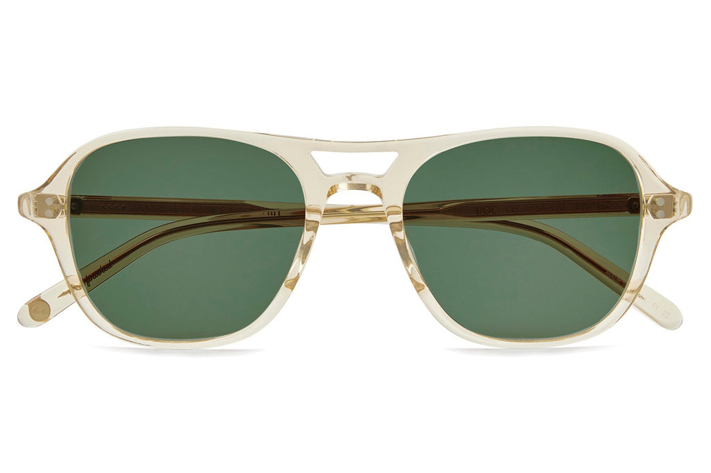 Garrett Leight - Doc Sunglasses Champagne with Semi-Flat Emerald Lenses