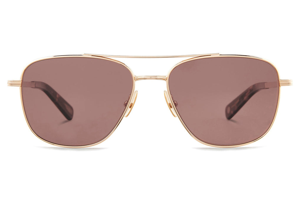 Garrett Leight - El Capitan Sunglasses Gold-Agate Tortoise with Semi-Flat Bordeaux Polar Lenses