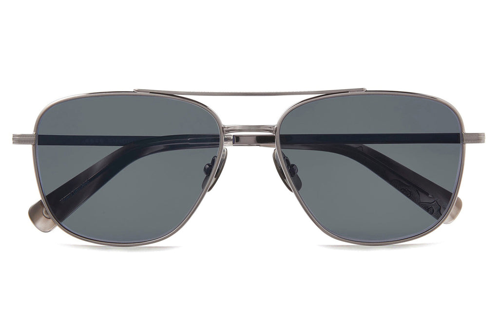 Garrett Leight - El Capitan Sunglasses Pewter-Black Sleet Tortoise with Semi-Flat Navy Polar Lenses