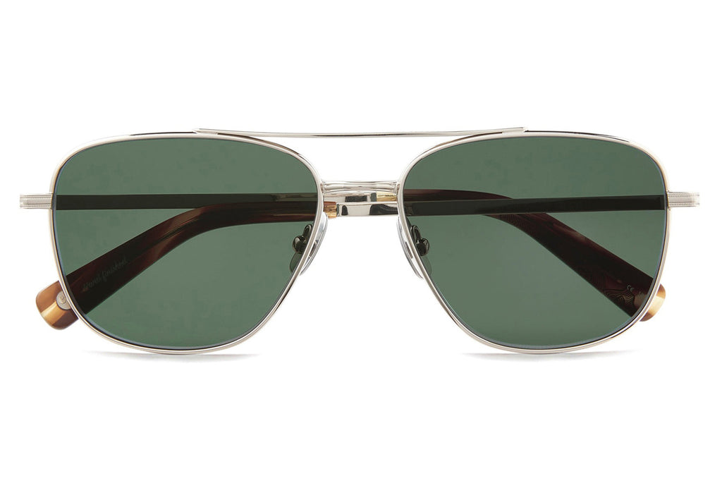 Garrett Leight - El Capitan Sunglasses Silver-Douglas Fir with Semi-Flat Emerald Polar Lenses