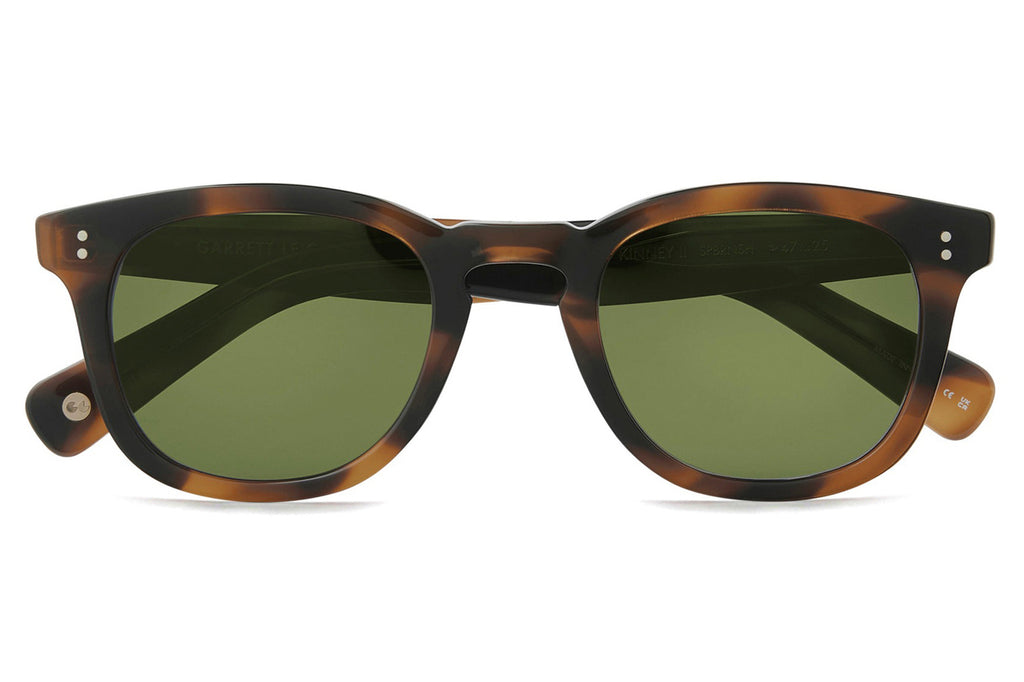 Garrett Leight - Kinney II Sunglasses Spotted Brown Shell with Semi-Flat Pure Green Polar Lenses