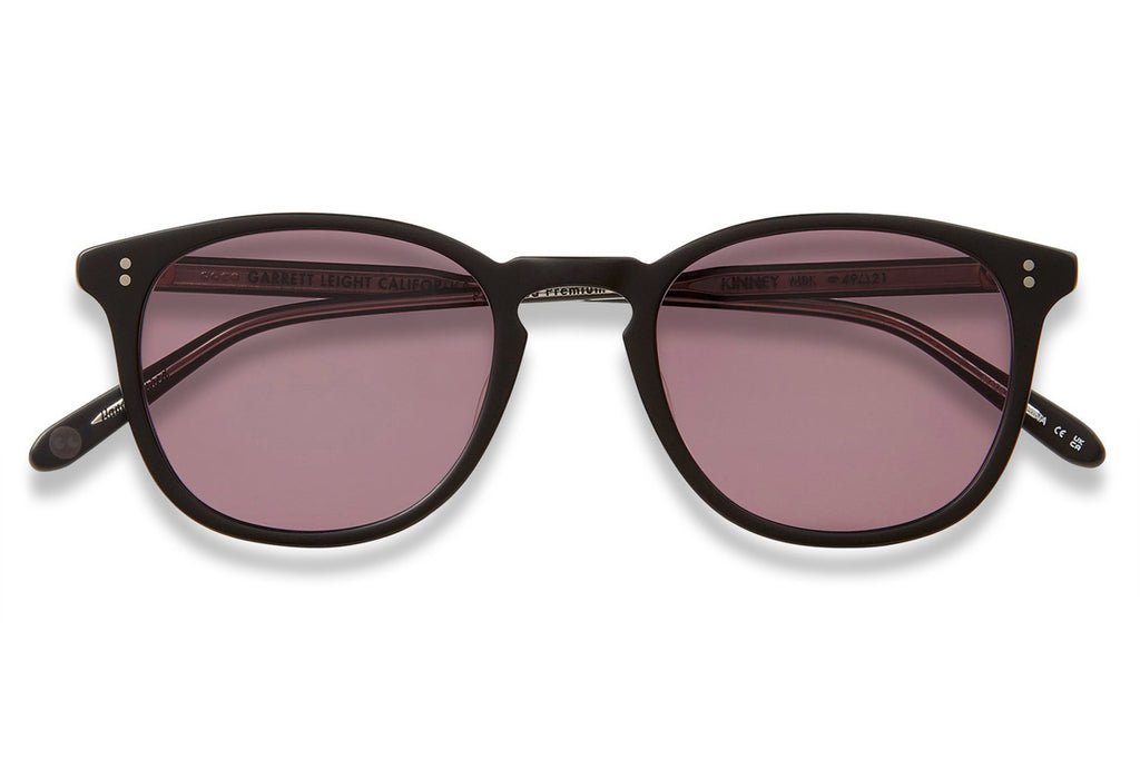 Garrett Leight - Kinney Sunglasses Matte Black with Semi-Flat Pure Acai Polar Lenses