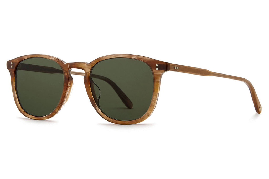 Garrett Leight - Kinney Sunglasses Pacific Teak with Semi-Flat Pure G15 Polar Lenses