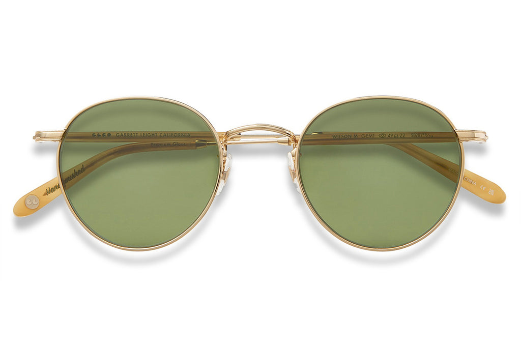 Garrett Leight - Wilson M Sunglasses Gold-Ember Tortoise with Semi-Flat Pure Green Lenses