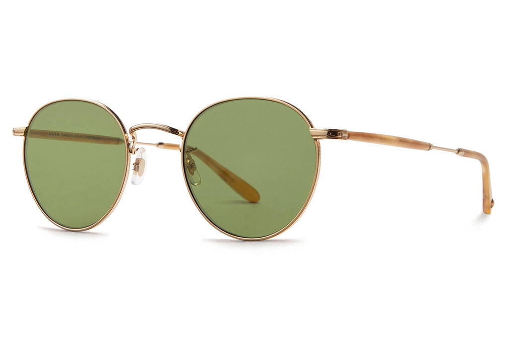 Garrett Leight - Wilson M Sunglasses Gold-Ember Tortoise with Semi-Flat Pure Green Lenses