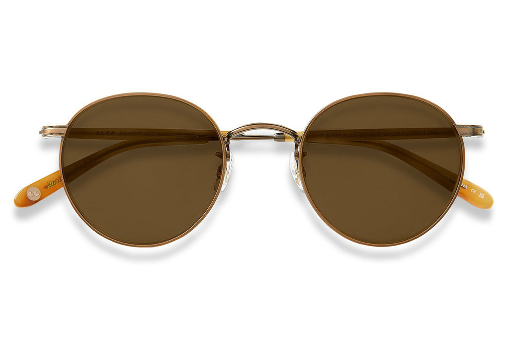 Garrett Leight - Wilson M Sunglasses Ember Tortoise-Antique Gold with Semi-Flat Pure Coffee Lenses