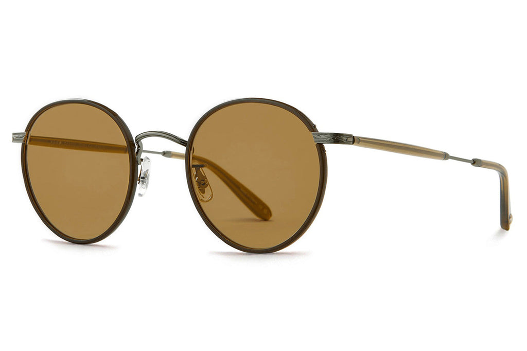 Garrett Leight - Wilson Sunglasses Olive-Pewter with Semi-Flat Pure Maple Lenses