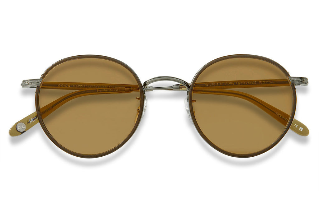 Garrett Leight - Wilson Sunglasses Olive-Pewter with Semi-Flat Pure Maple Lenses