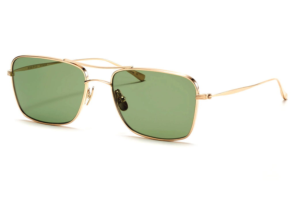 Rose & Co - T2 Sunglasses Brushed Gold with Moss Polarized Lenses