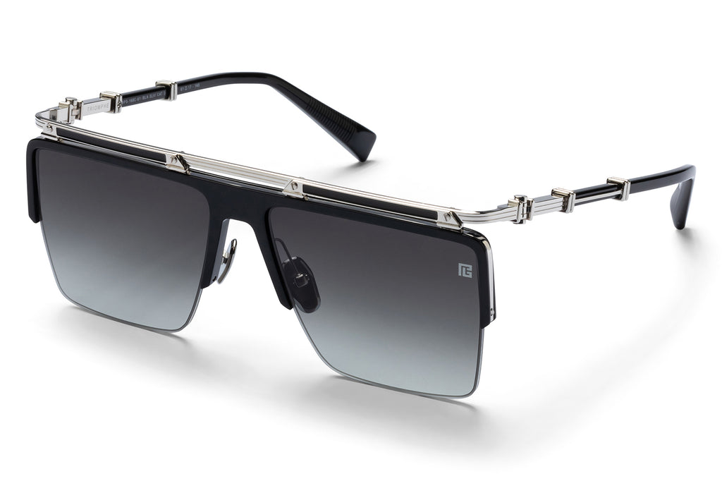 Balmain® Eyewear - Triomphe Sunglasses Black & Silver with Grey Gradient Lenses