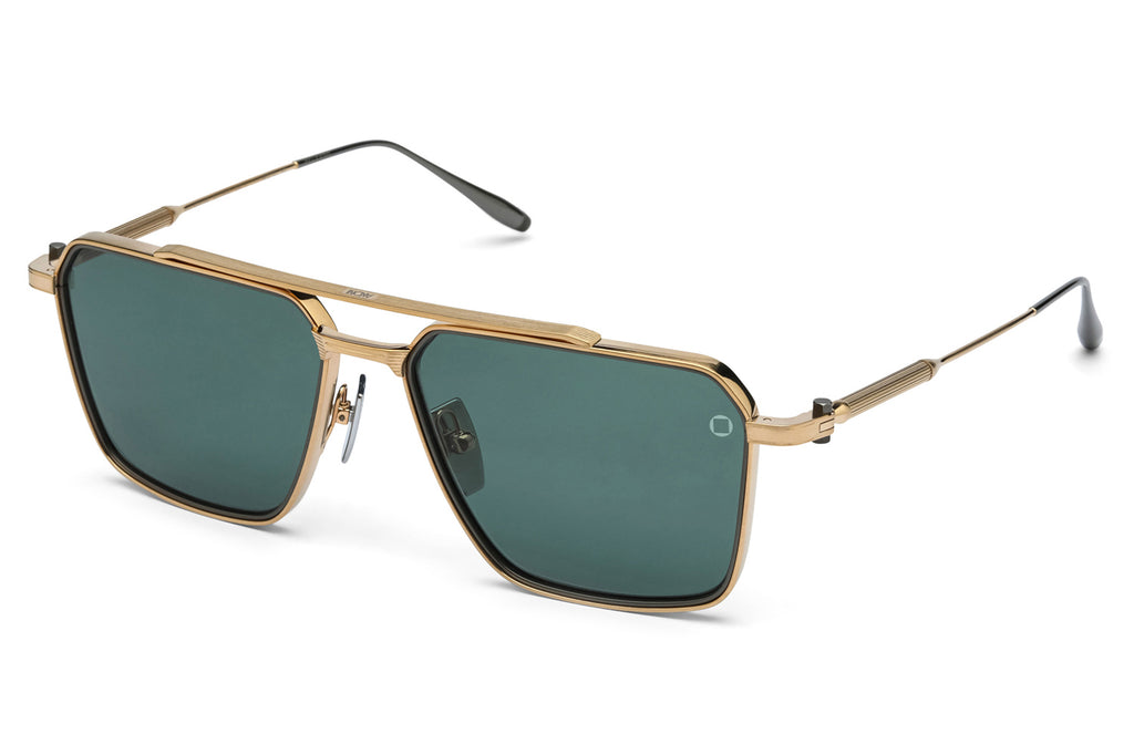 Akoni - Telesto Sunglasses Brushed 12k Gold & Matte Black Palladium with Deep Emerald Green Lenses