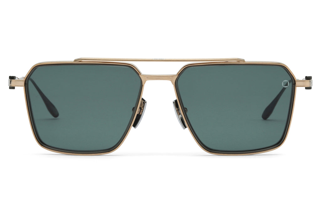 Akoni - Telesto Sunglasses Brushed 12k Gold & Matte Black Palladium with Deep Emerald Green Lenses