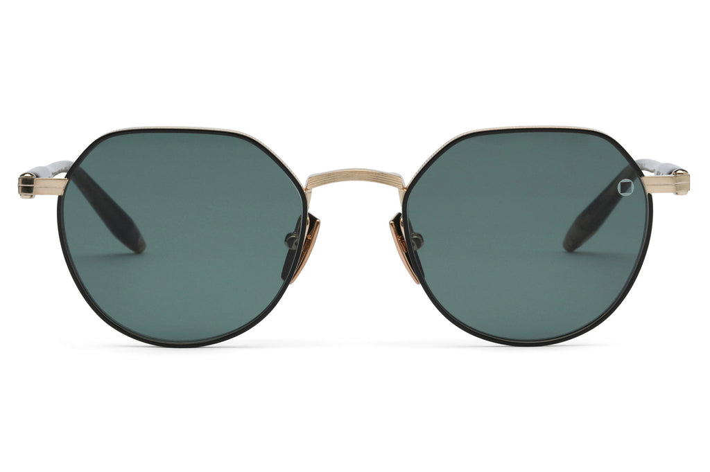 Akoni - Themis Sunglasses Brushed 12k Gold & Green Tortoise Swirl with Deep Emerald Green Lenses