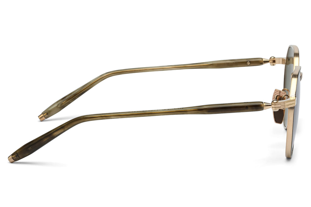 Akoni - Themis Sunglasses Brushed 12k Gold & Green Tortoise Swirl with Deep Emerald Green Lenses