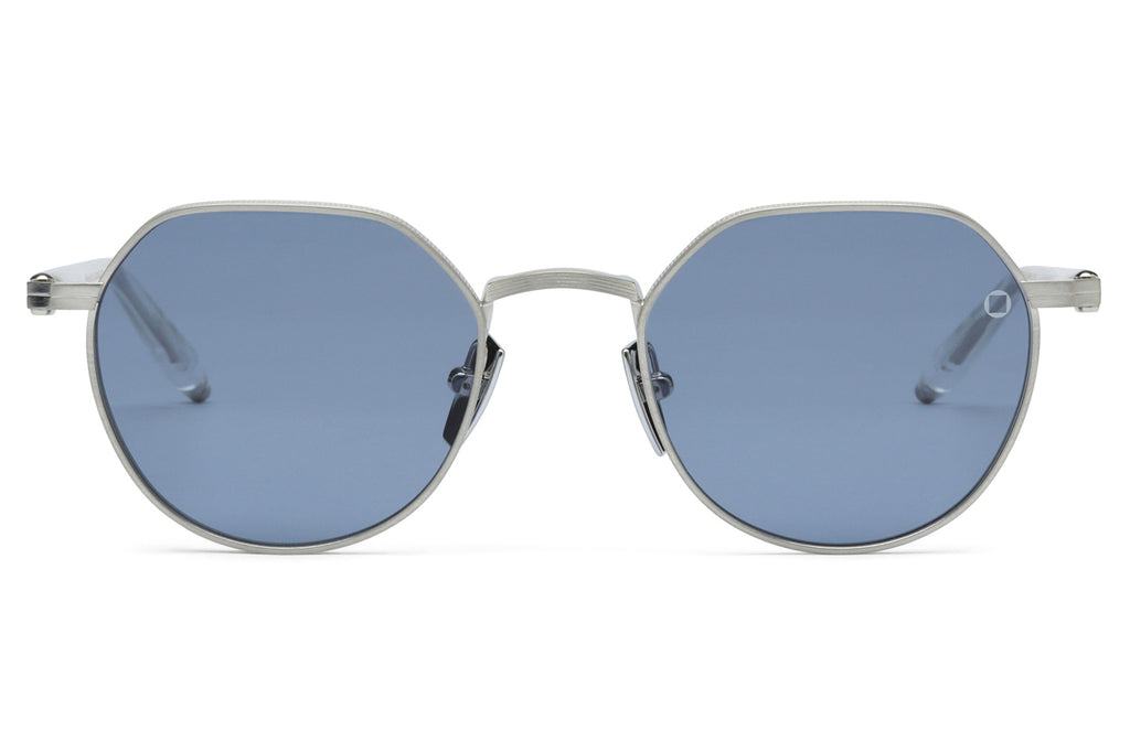 Akoni - Themis Sunglasses Brushed Silver & Crystal Clear with Dusty Blue Lenses