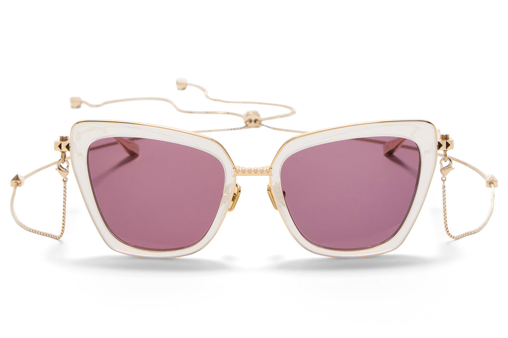 Valentino® Eyewear - V-Daydream II Sunglasses Cloudy Ivory & V-Light Gold with Bordeaux Lenses