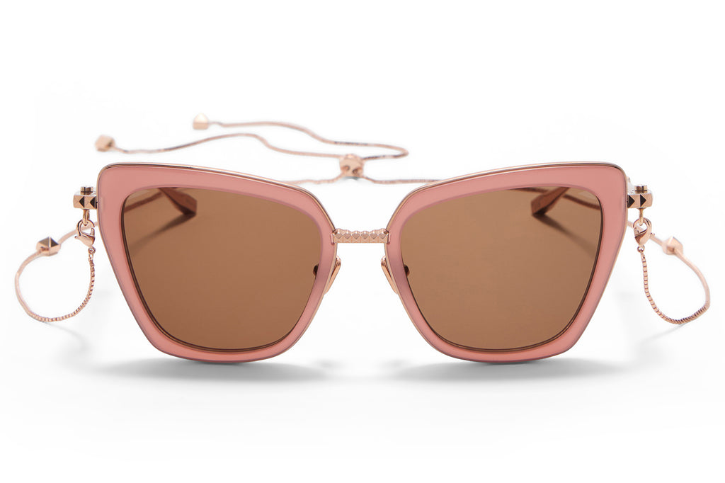 Valentino® Eyewear - V-Daydream II Sunglasses Cloudy Powder Pink & Rose Gold with Dark Brown Lenses