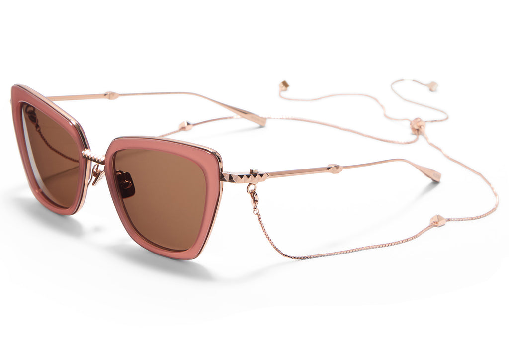 Valentino® Eyewear - V-Daydream II Sunglasses Cloudy Powder Pink & Rose Gold with Dark Brown Lenses