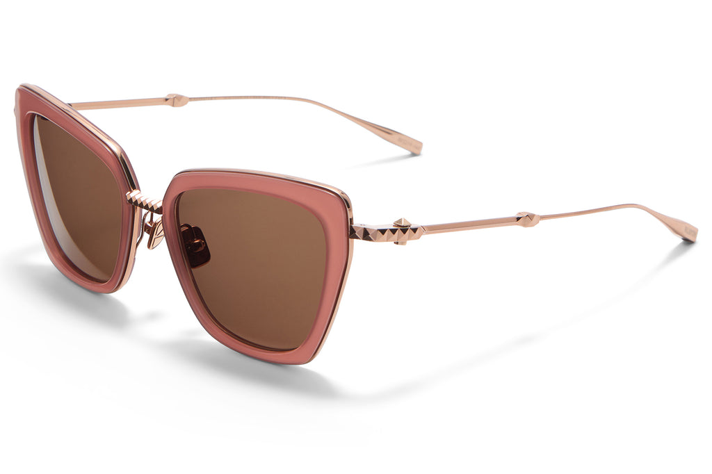 Valentino® Eyewear - V-Daydream II Sunglasses Cloudy Powder Pink & Rose Gold with Dark Brown Lenses