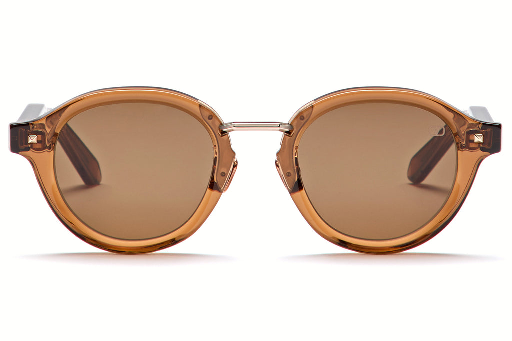 Valentino® Eyewear - V-Essential IV Sunglasses Crystal Brown & Antiqued White Gold with Dark Brown