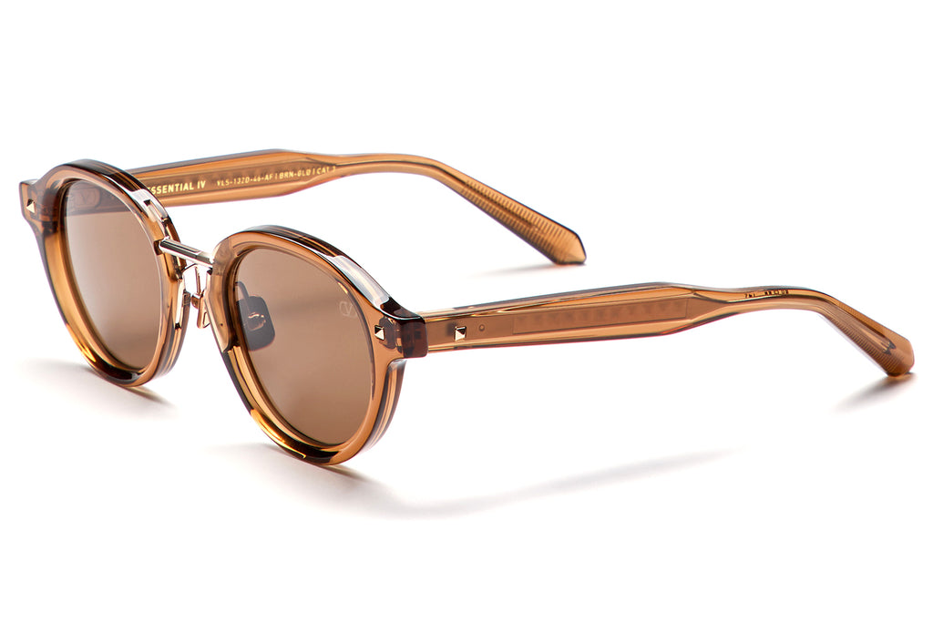 Valentino® Eyewear - V-Essential IV Sunglasses Crystal Brown & Antiqued White Gold with Dark Brown