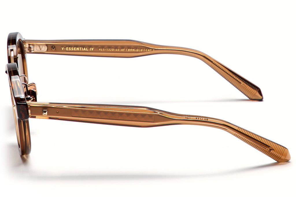 Valentino® Eyewear - V-Essential IV Sunglasses Crystal Brown & Antiqued White Gold with Dark Brown