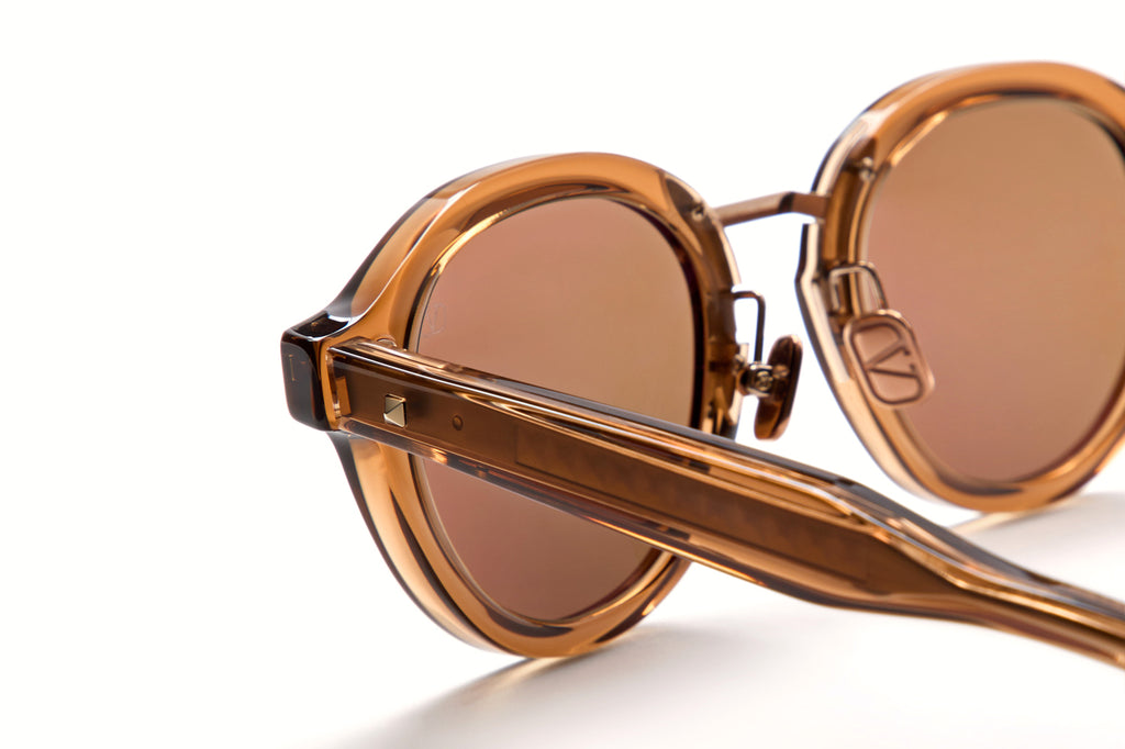 Valentino® Eyewear - V-Essential IV Sunglasses Crystal Brown & Antiqued White Gold with Dark Brown