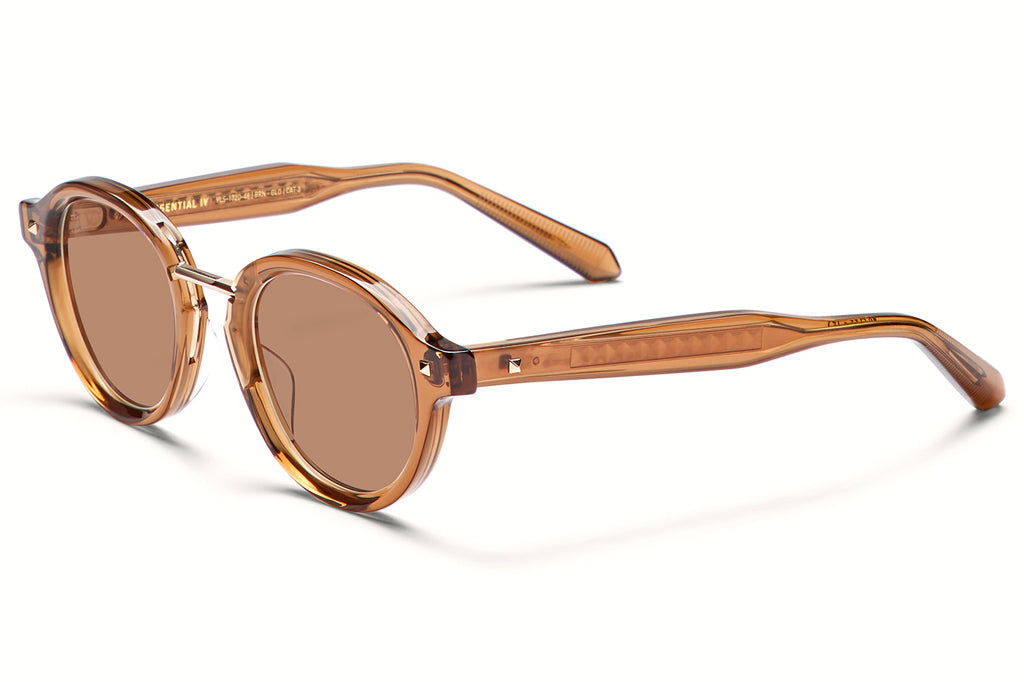 Valentino® Eyewear - V-Essential IV Sunglasses Crystal Brown & Antiqued White Gold with Dark Brown