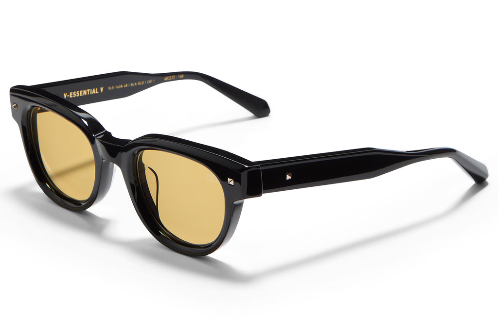 Valentino® Eyewear - V-Essential V Sunglasses Black & V-Light Gold with Amber Lenses