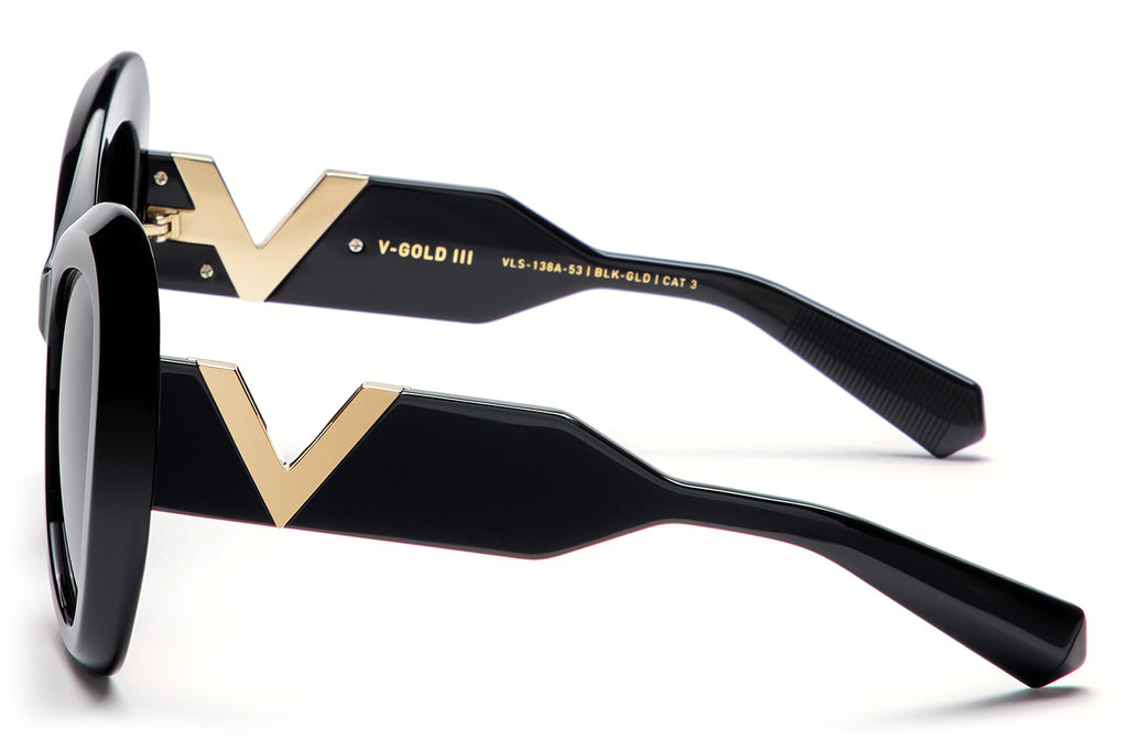 Valentino® Eyewear - V-Gold III Sunglasses Black & V-Light Gold with Smoke Grey Lenses